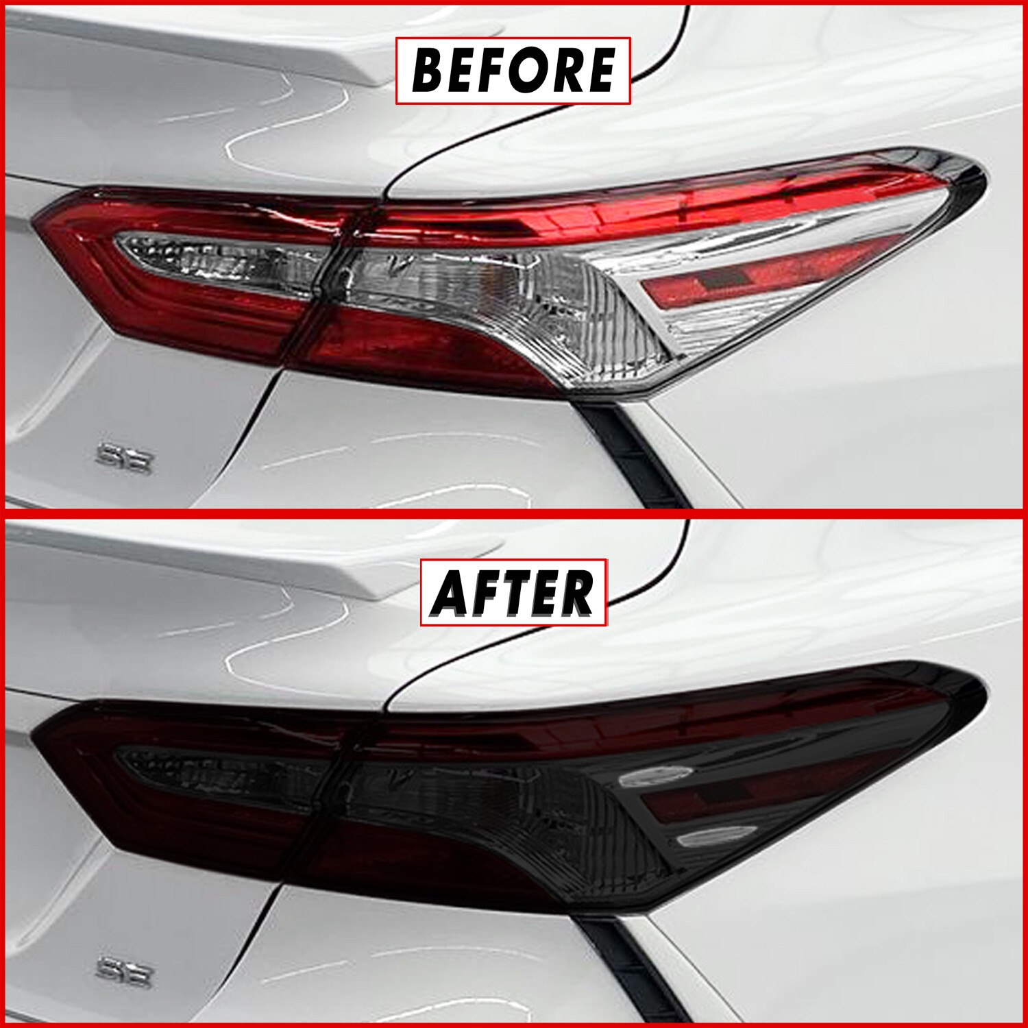 FOR 18-24 Toyota Camry Tail Light & Reflector SMOKE Precut Vinyl Tint Overlays