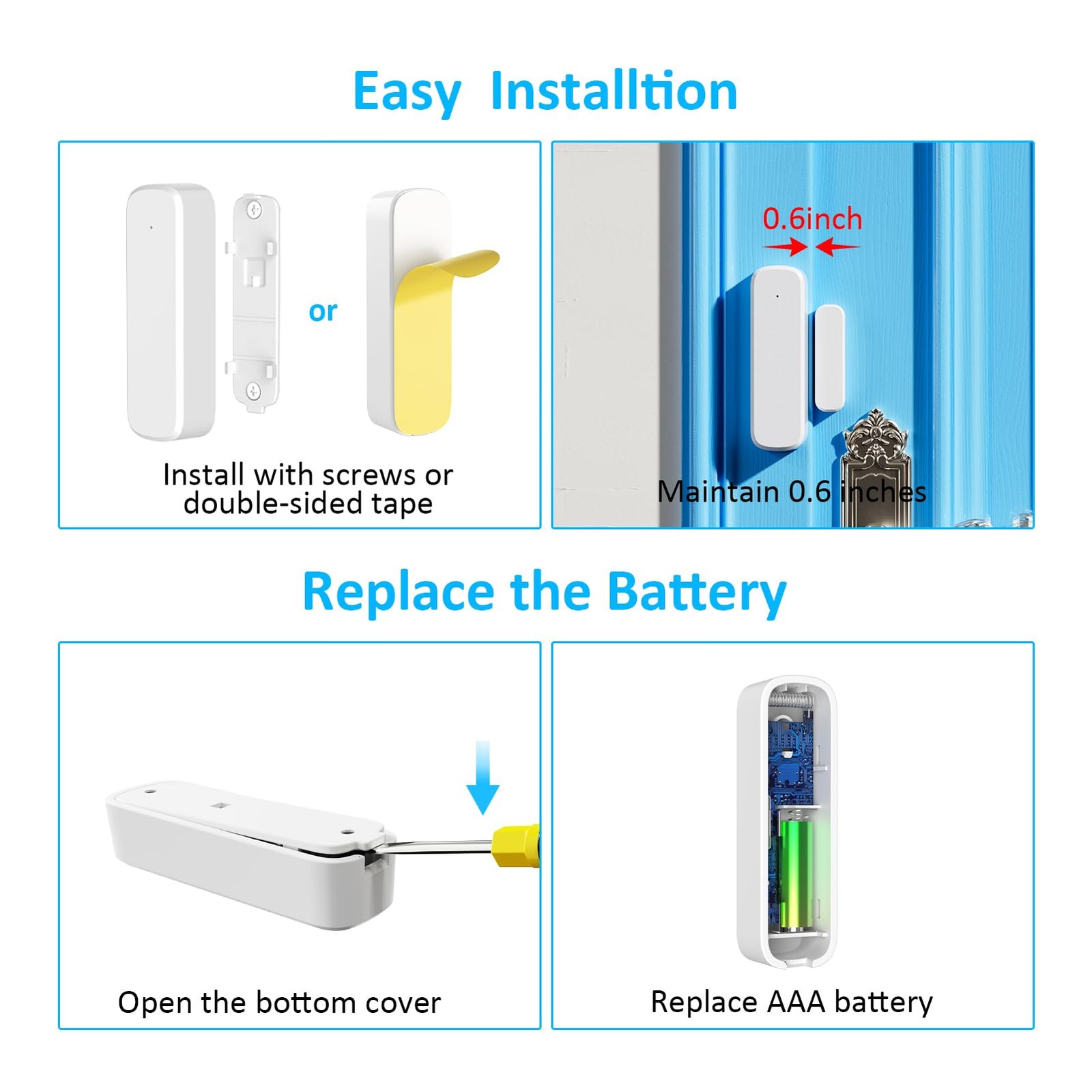 Wireless Door Chime, Sensor Chimes When 2 Receivers +1Sensor, white