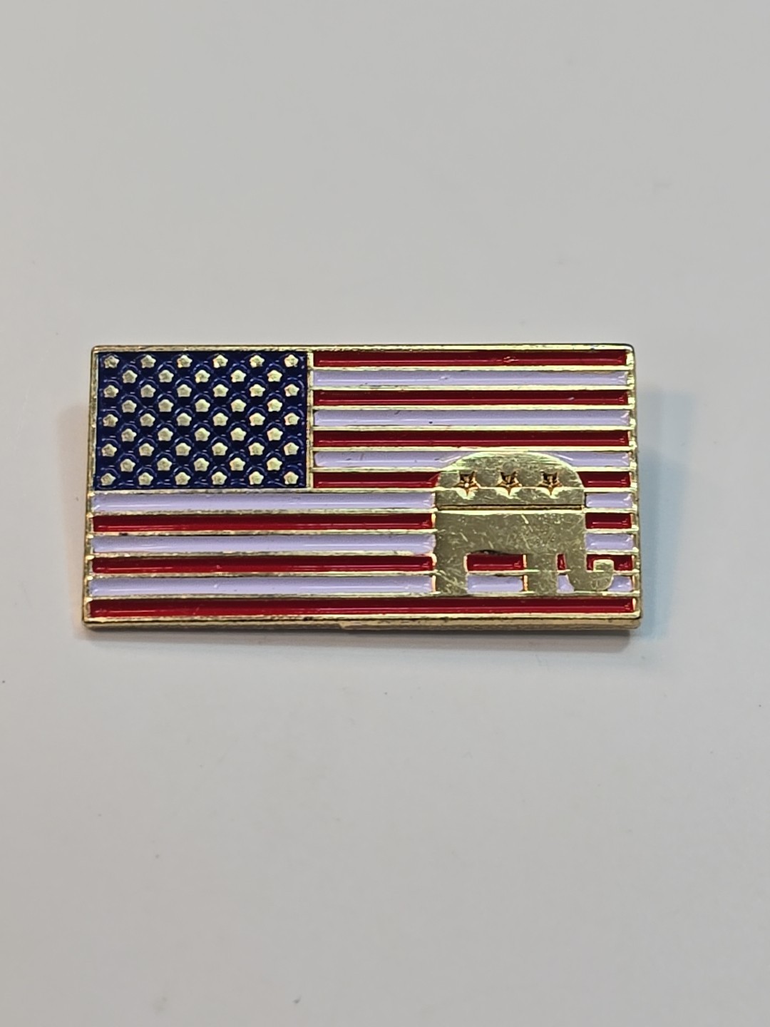 Republican Elephant On USA Flag Lapel Pin