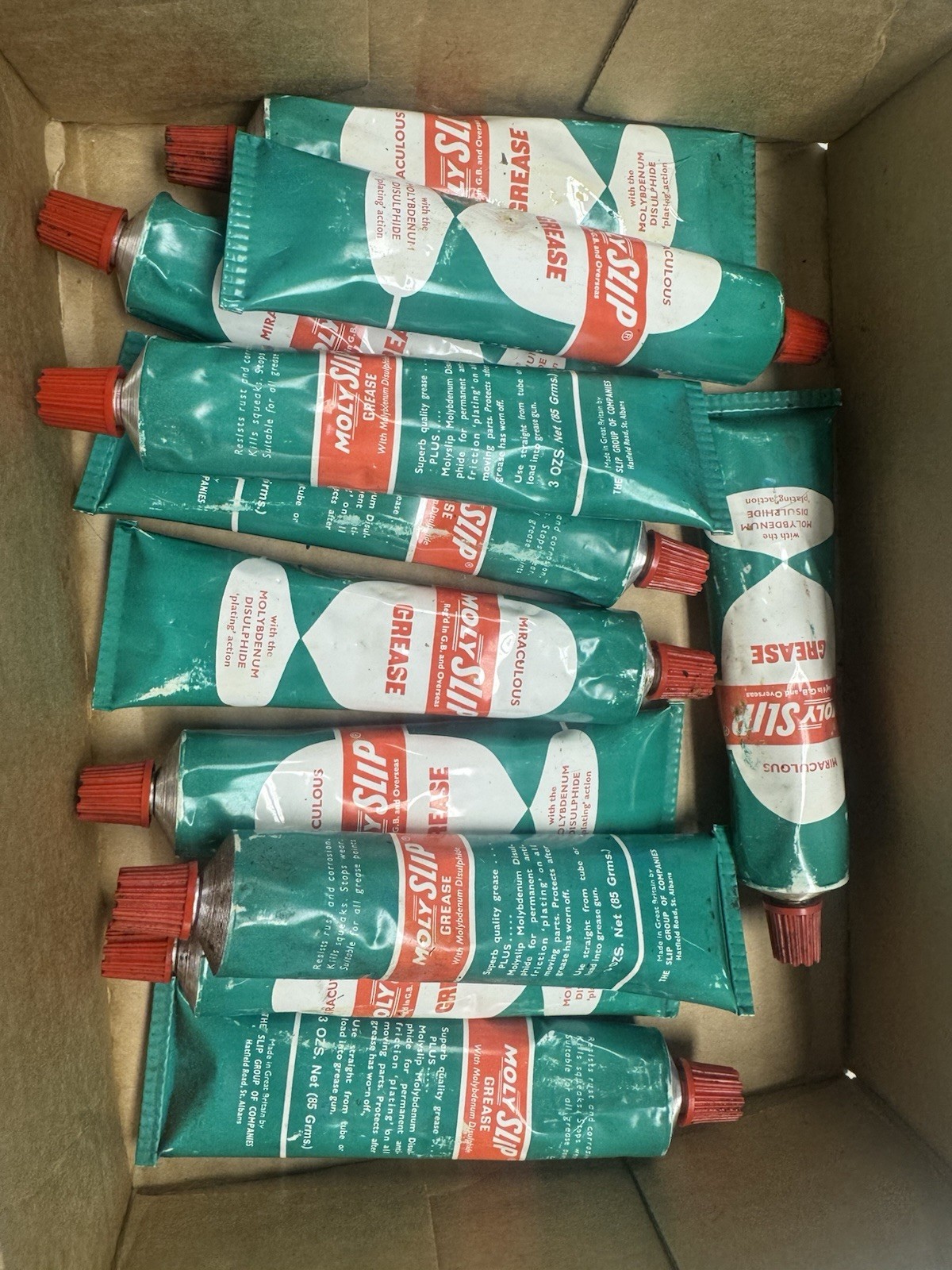 Lot Of (11) Moly Slip Grease Tubes Vintage Hard To Find
