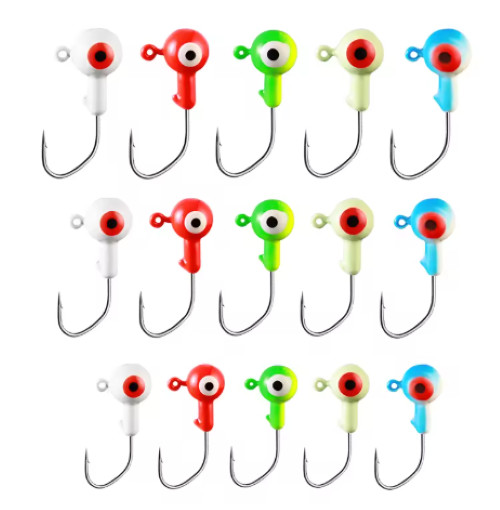 Jig Heads Sickle 1/8 1/4 oz – Bass Crappie Walleye Fishing Hooks-50 pack