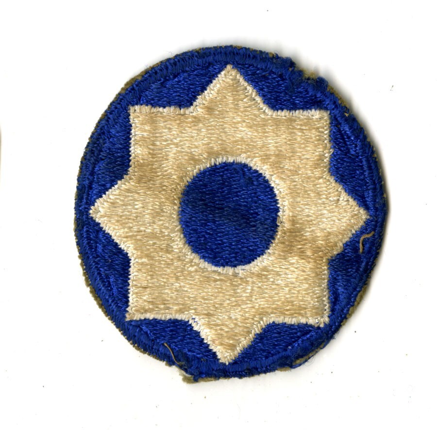 8th Service Command White Back Patch WWII Vintage Southern States