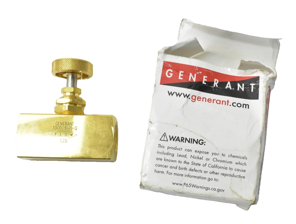Generant Screwed Bonnet Needle Valve Series 3000 1/2" NPT Fitting 3000-8-P-Q