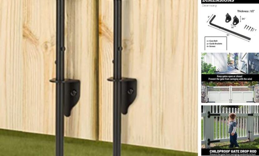 12" Heavy Duty Cane Bolt Gate Drop Rod Hardware Ground Latch for 12 Inch 2 PACK