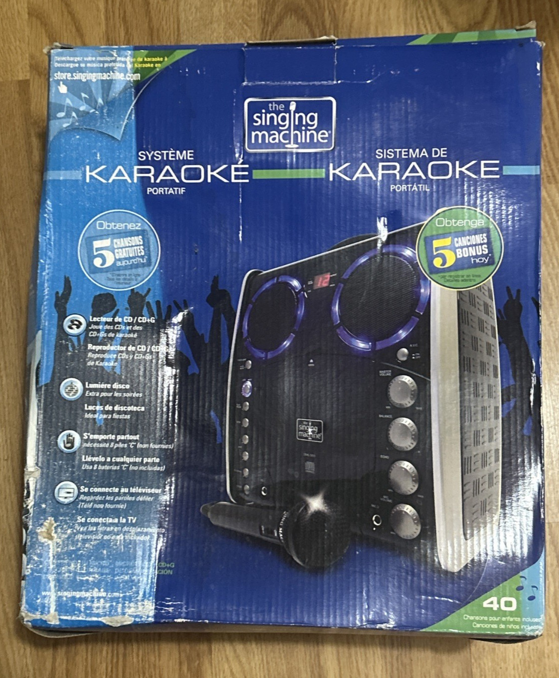The Singing Machine SML383 Portable Karaoke System CD Player  NIB