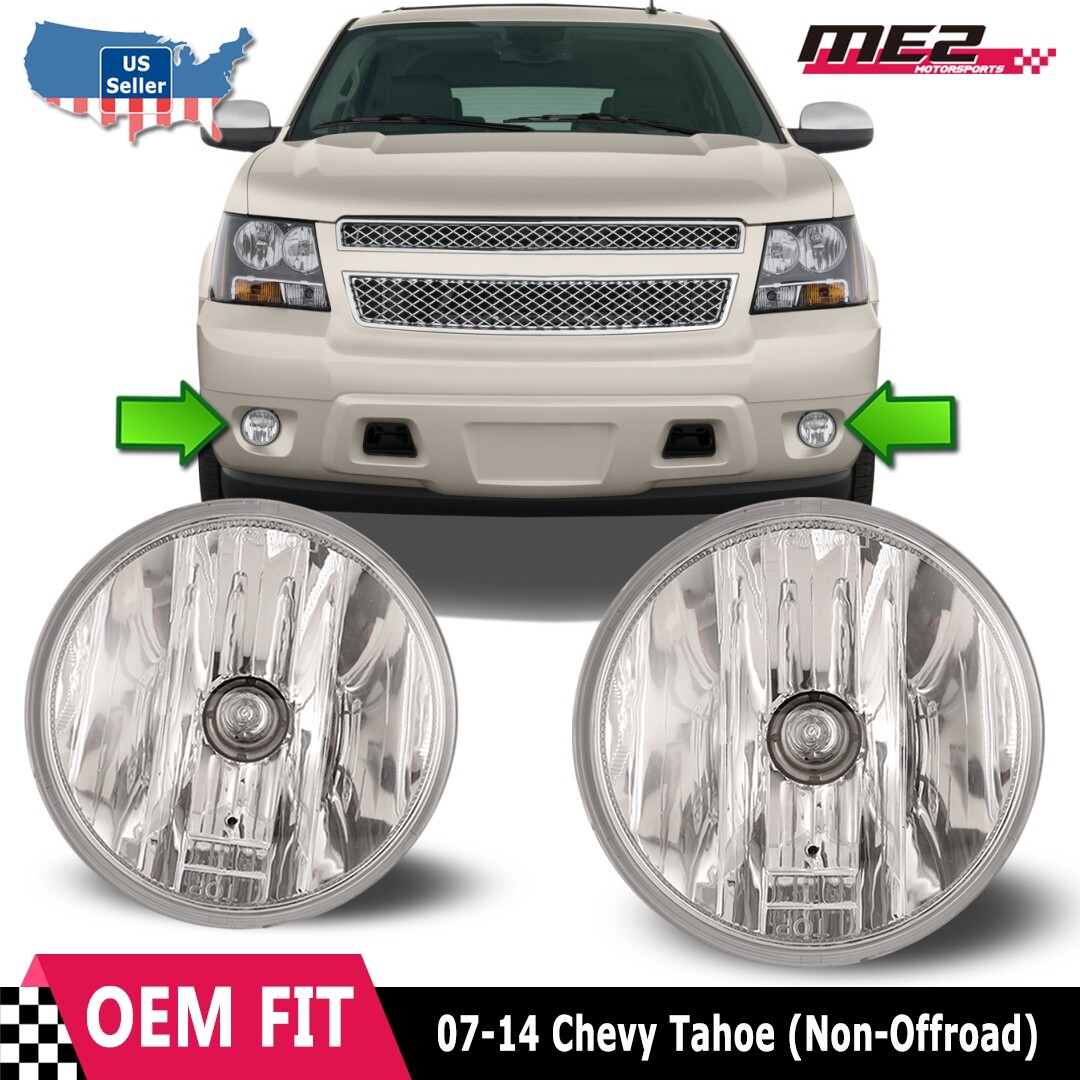 2007-2014 Clear Fog lights For Chevy Tahoe Bumper Driving Lamps Left+Right Pair