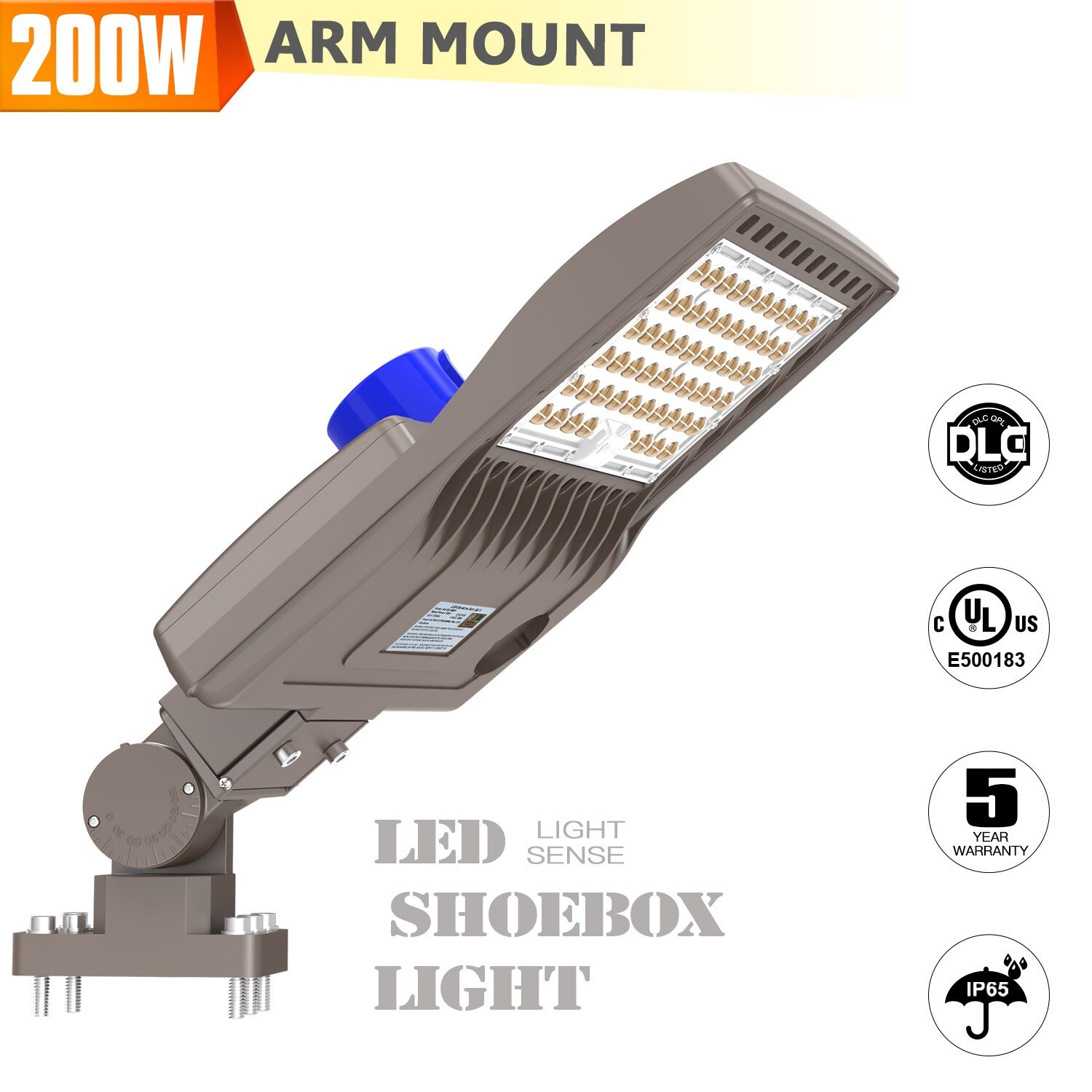 200W LED Parking Lot Light Dusk to Dawn Commercial Outdoor Shoebox Street Light.