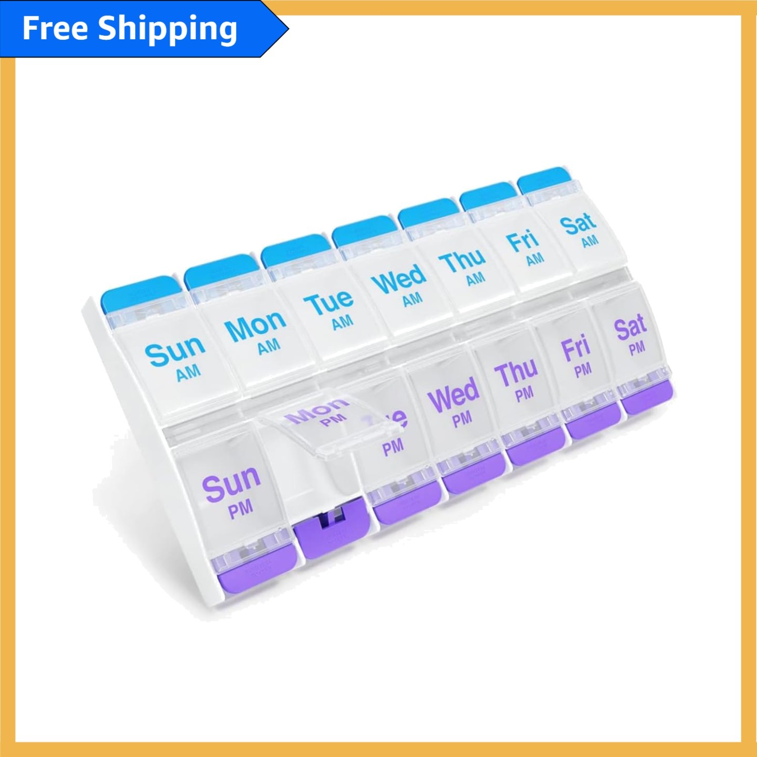 Extra Large Push-Button Pill Case for Daily Vitamins - BPA-Free & Clear Lids