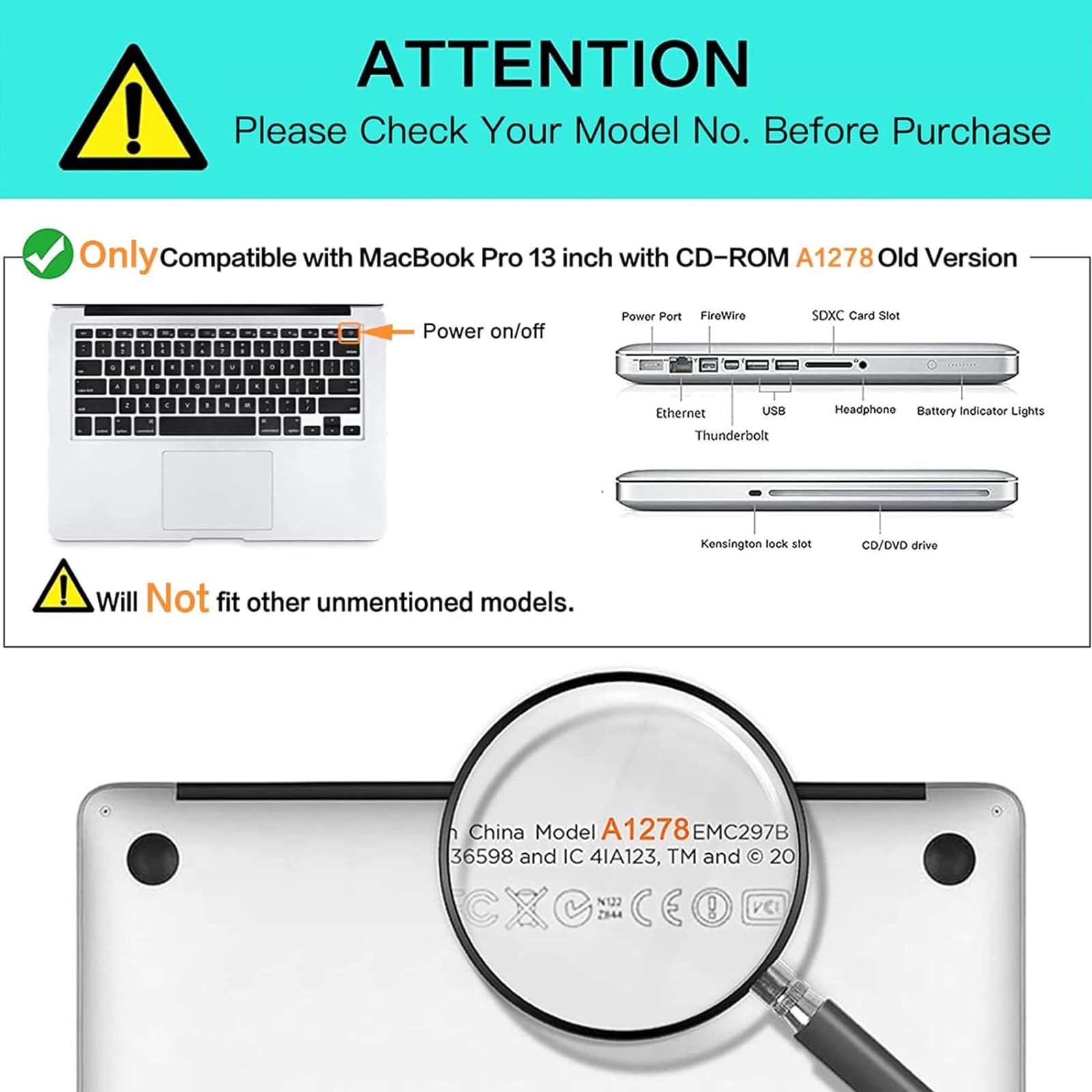 MOSISO Compatible with MacBook Pro 13 inch Case A1278 Old Version Black