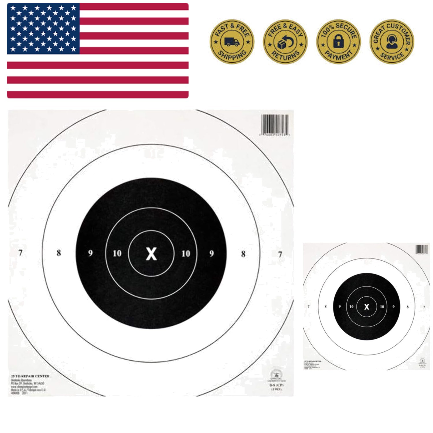 NRA Paper 25-Yard Timed & Rapid Fire Targets Pack of 12 - Ideal for Practice