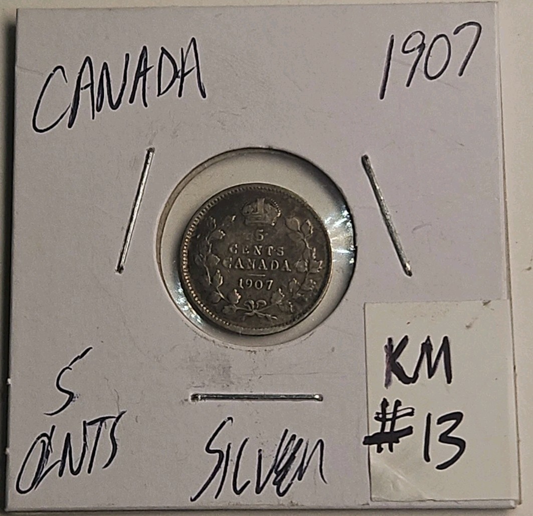 1907 CANADA SILVER 5 CENTS (Km.#13)