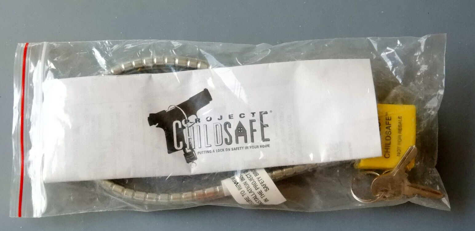 New-In-Package Project ChildSafe Cable Lock for Firearms, 2 Keys, Instructions
