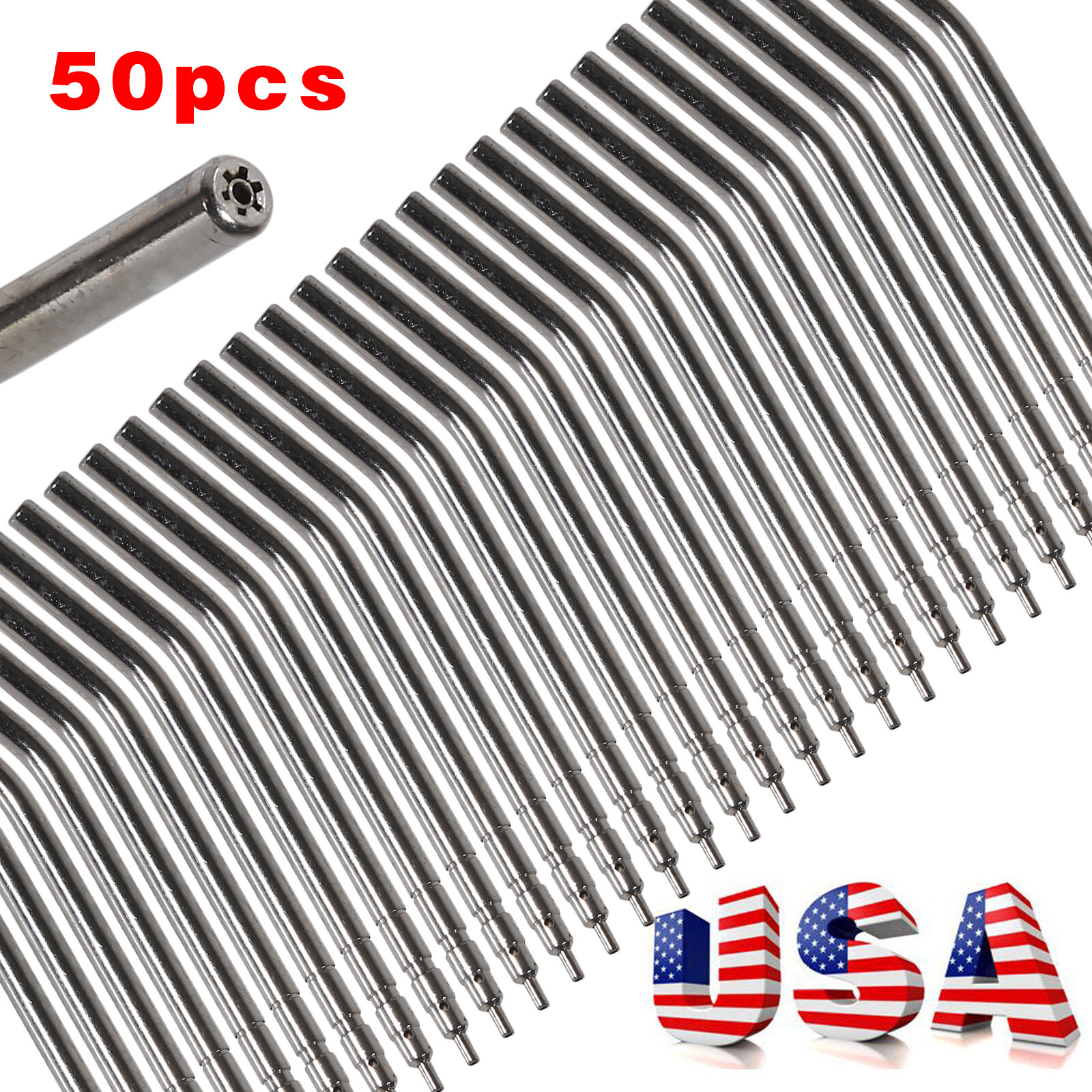 50Pcs Dental Air Water Spray Triple Syringe Autoclavable Nozzles/Tips/Tubes PG50