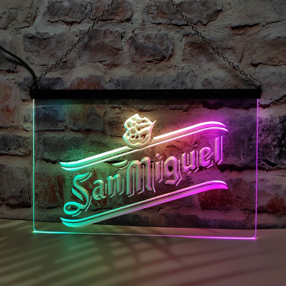 San Miguel Beer Bar Pub LED Neon Light Sign Featuring Colorful Flowing Effect