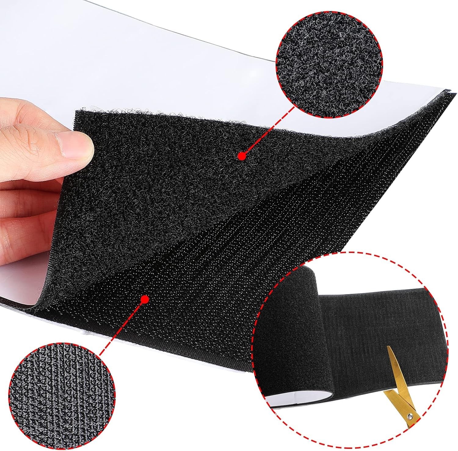 6 Inch x 1 Yard Hook and Loop Tape Double Sided Hook and Loop Tape with Adhesive