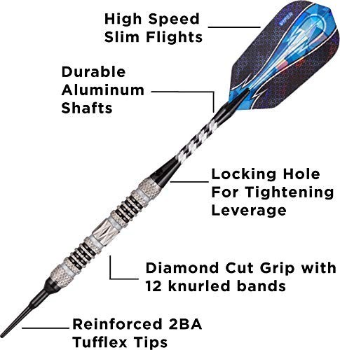 80% Tungsten Soft Tip Dart Set with Case - Precision Darts for Ultimate Play