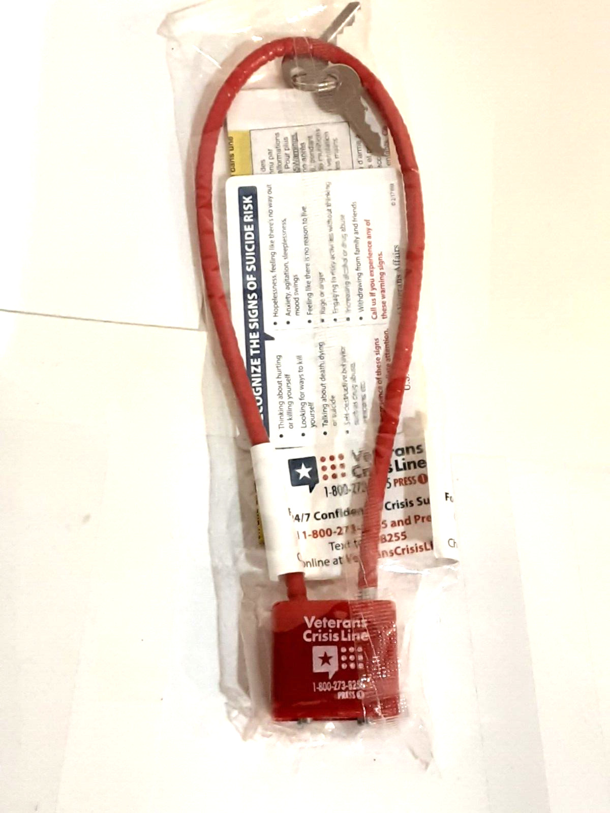 VETERAN CRISIS LINE CABLE GUN LOCK  NEW