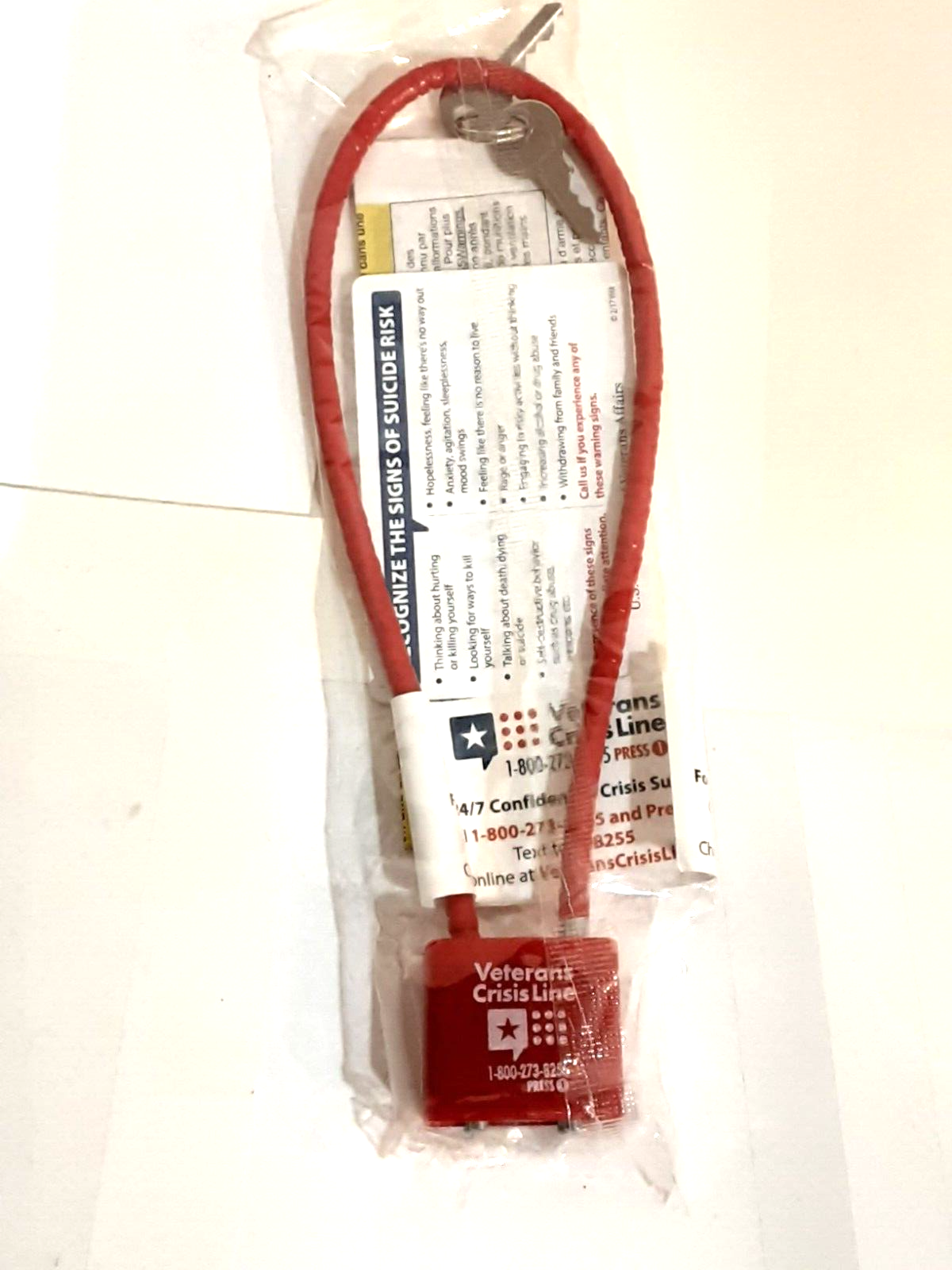 VETERAN CRISIS LINE CABLE GUN LOCK NEW