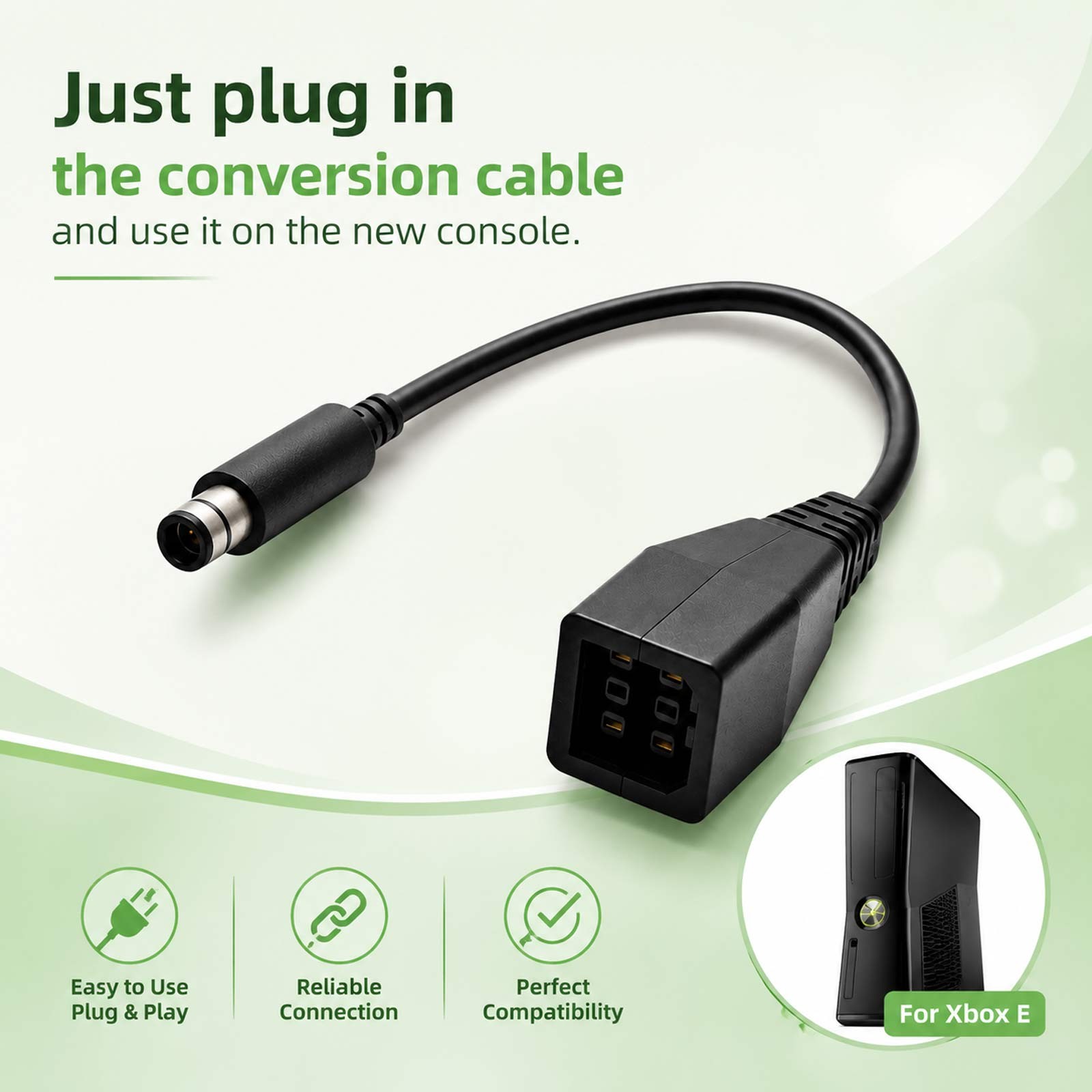 AC Power Supply Converter Cable Wire Lightweight For Xbox 360/For Xbox 360 E
