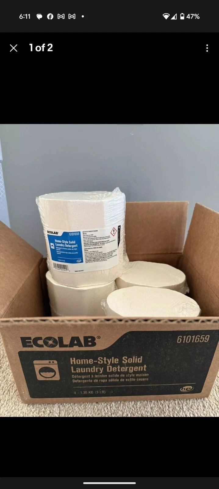 Ecolab 4 Home-Style Solid Laundry Detergent 6101659  Box