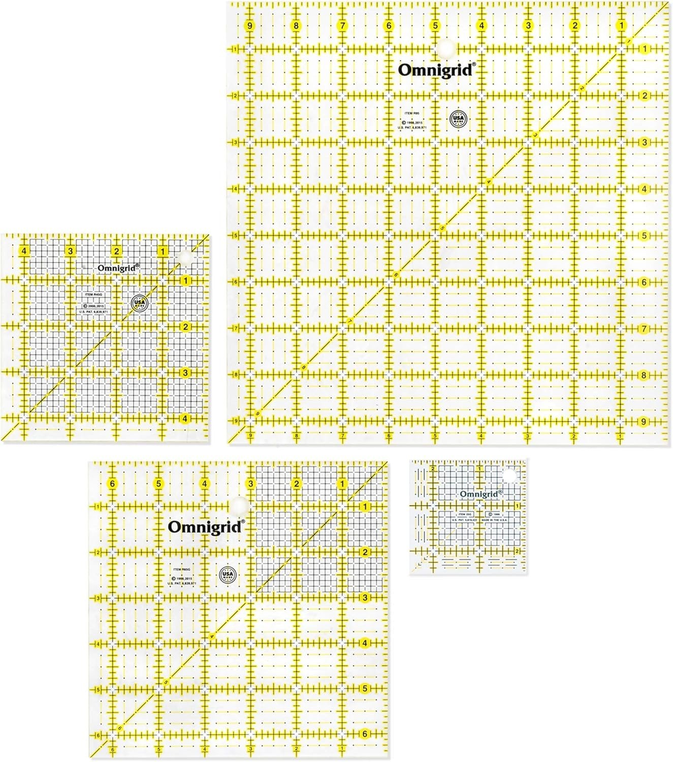 Quilting Ruler Set 4-Pack 2.5" 4.5" 6.5" 9.5"