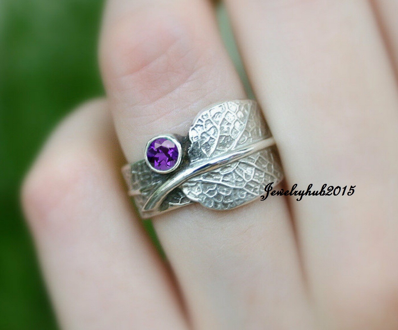 Amethyst Leaf Ring 925 Sterling Silver Ring Handmade Ring All Size Love****255
