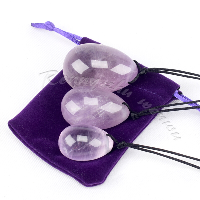 3pcs/set Natural Light Amethyst Carved Yoni Eggs Vaginal ball Kegel movement
