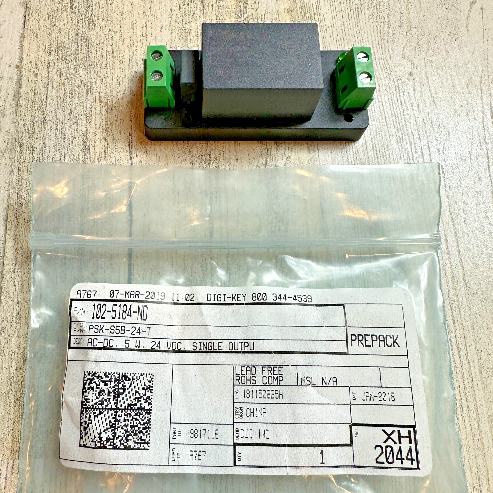 CUI, Inc PSK-S5B-24-T Enclosed AC DC Converters 1 Output 24V 85 ~ 264 VAC, 100 ~
