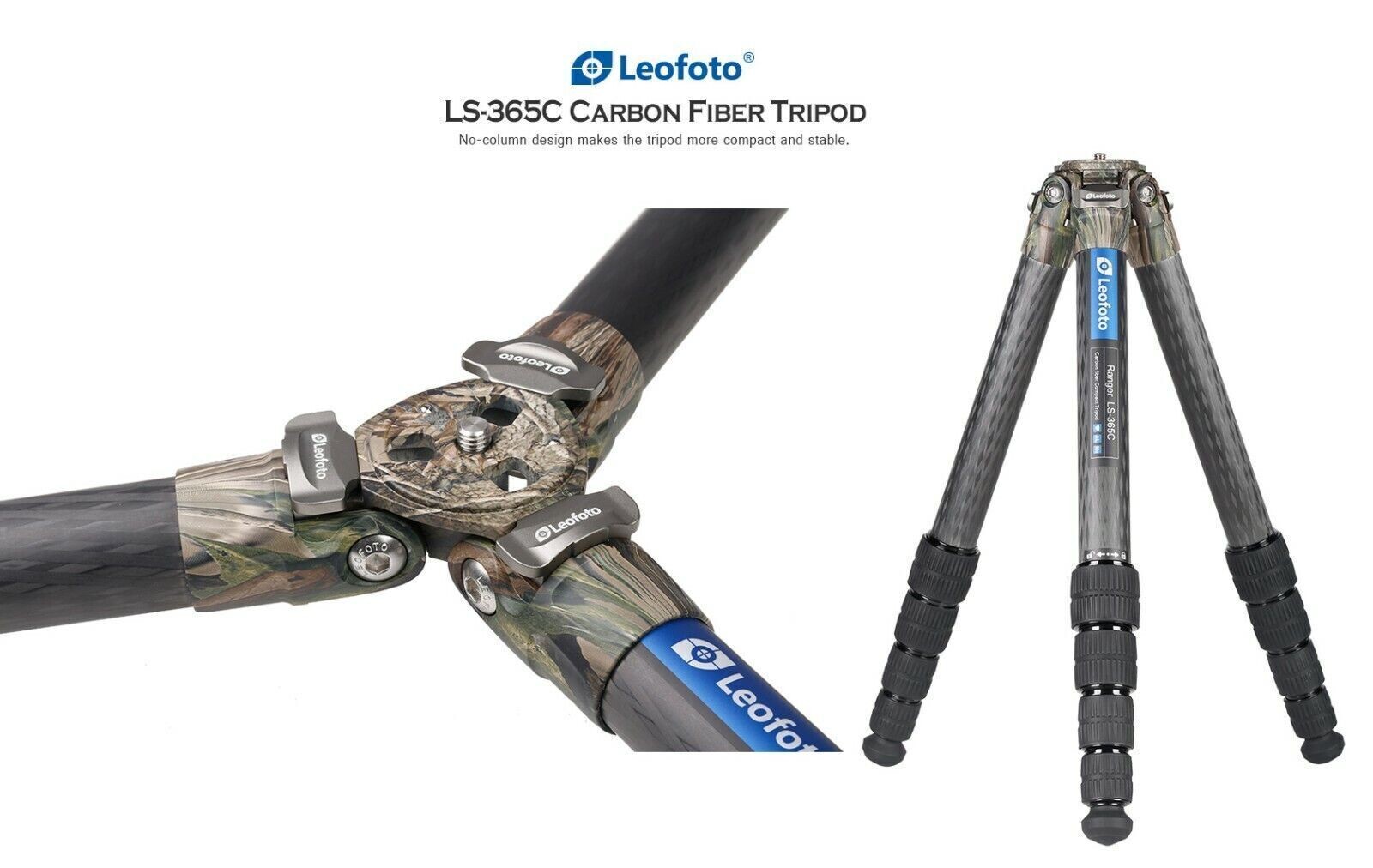 Leofoto LS-365C + PG-1 Camouflage Carbon Fiber Tripod + Gimbal Head