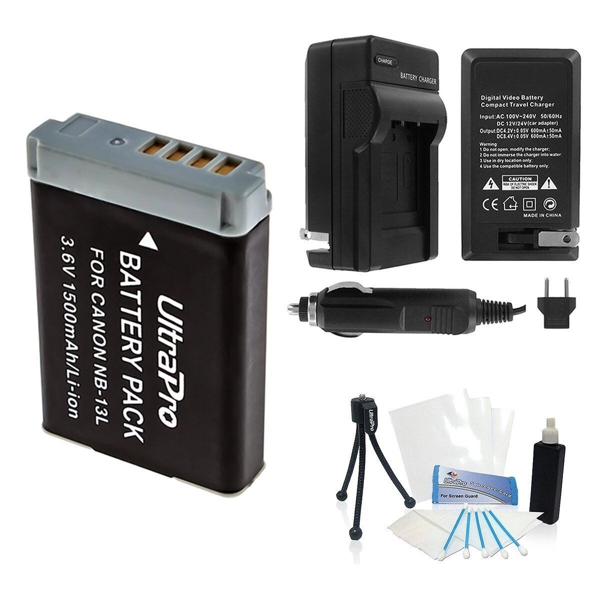 UltraPro NB-13L Extended Battery w/Rapid Charger Bundle f/Select Canon Models