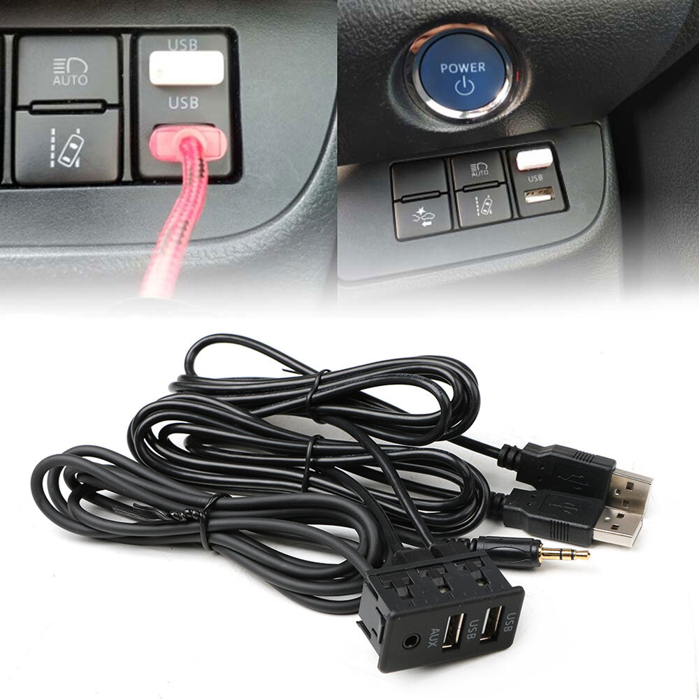 Car Dash Flush Mount AUX USB Port 1.5M Panel Dual USB Extension Cable Adapter **