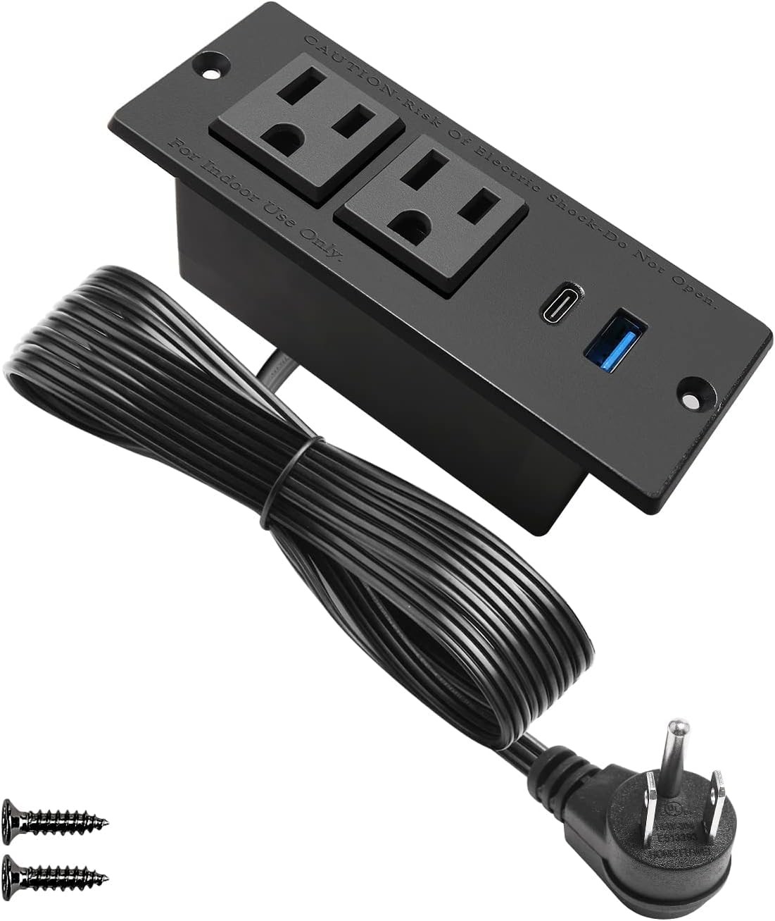 USB C Recessed Power Strip Fast Charge Desktop Power Station 2 Outlets 2 USB ...