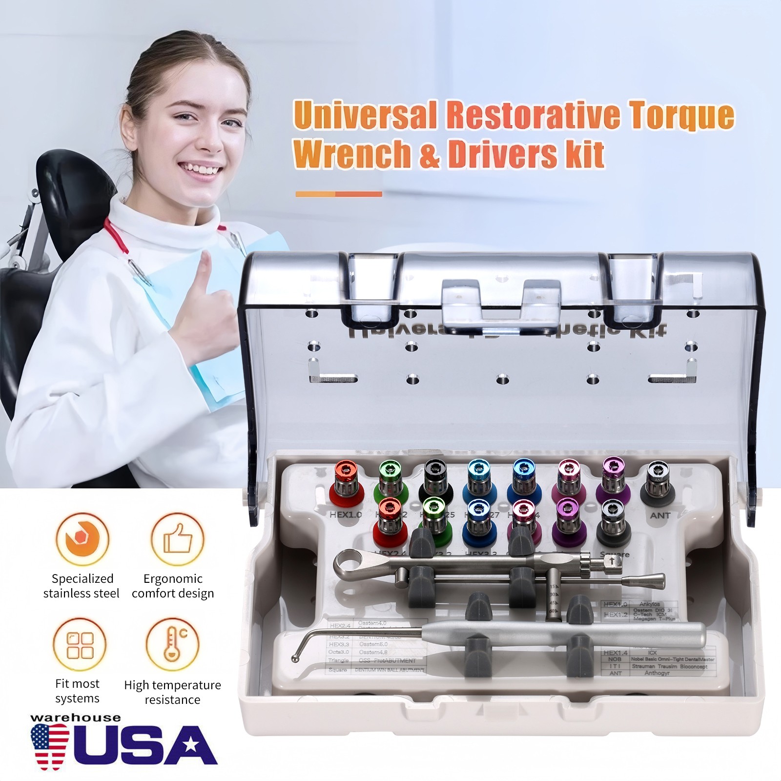 Universal Implant Prosthetic Kit-Screwdriver Multi-Unit Abutment Driver Wrench
