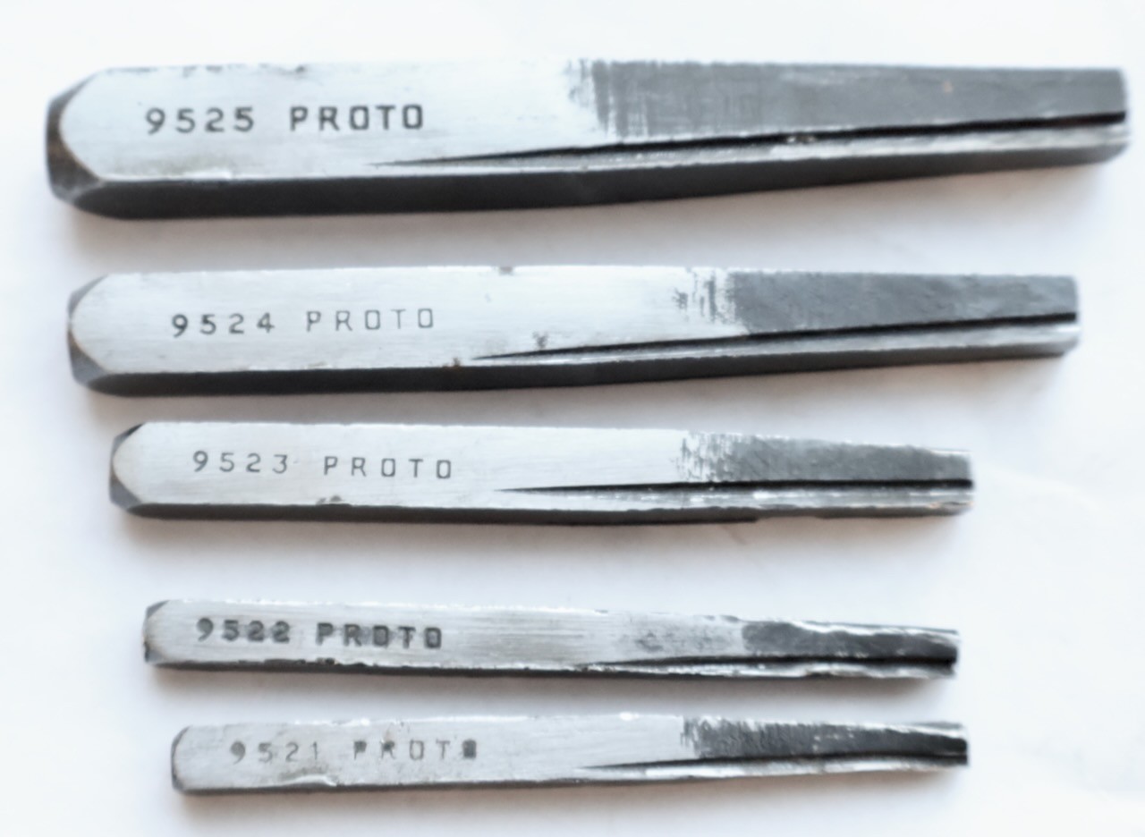 5 Pc. Lot of PROTO Screw Extractors / 9525 - 9524 - 9523 - 9522 - 9521 / MTT