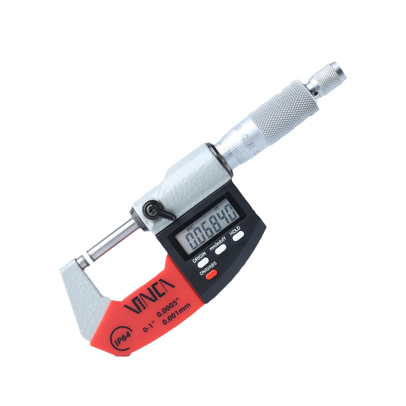 VINCA Absolute IP64 Origin Digital Micrometer, DMCA-0105 0-1"/0-25mm, 0.00005...