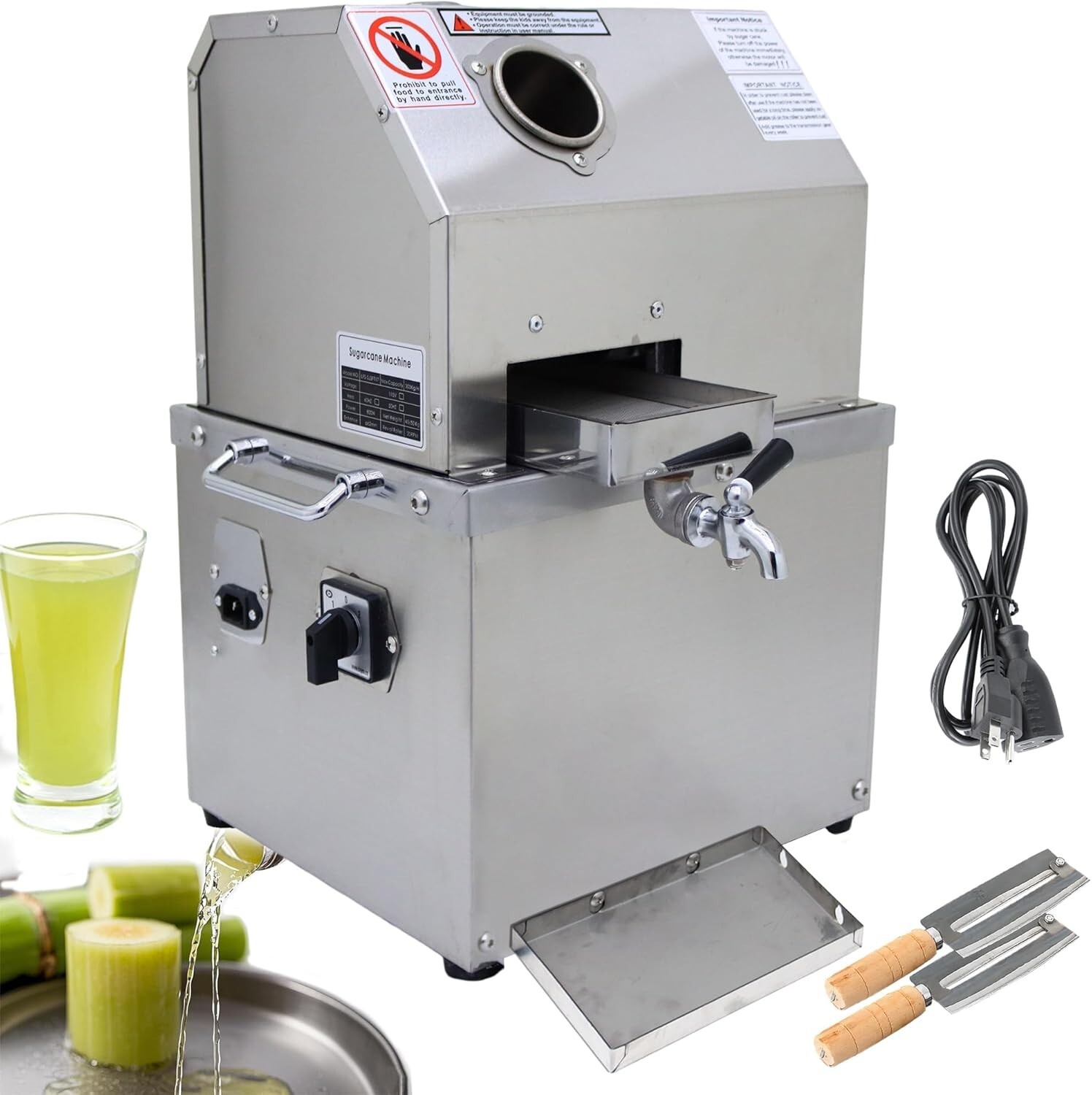 110V Electric Sugar Cane Juicer Stainless Steel Sugarcane Juice Extractor