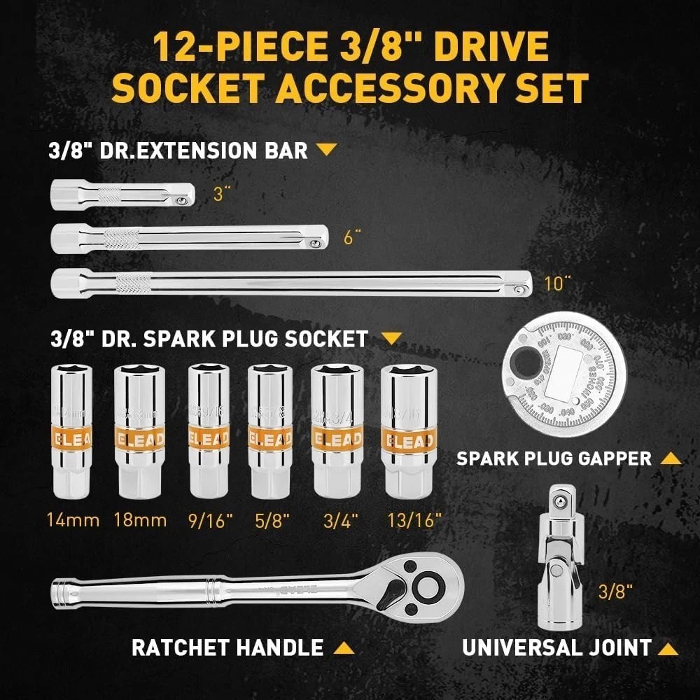 Efficient Spark Plug Socket Set - 12-Piece with Easy Identification & Storage