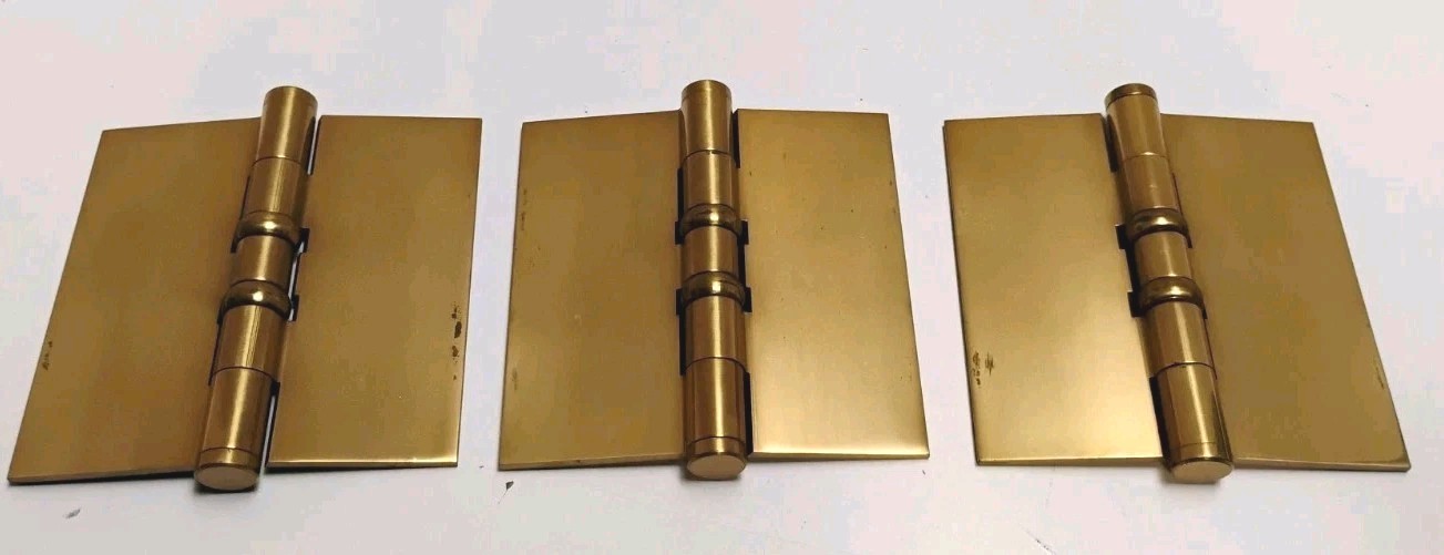 3 VTG Metal Hardware Thick Solid Brass Blank Butt Ball Bearing Door Hinges 5X4.5