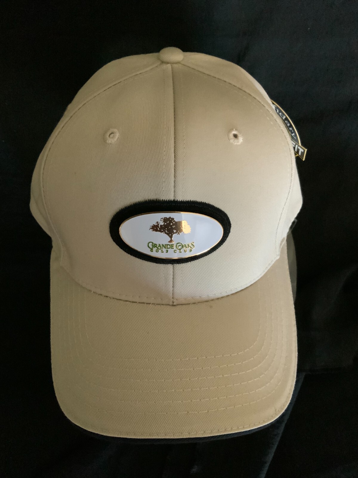 NEW Grande Oaks Golf Club Light Beige Golf Hat w/black edge by Legendary (B470)