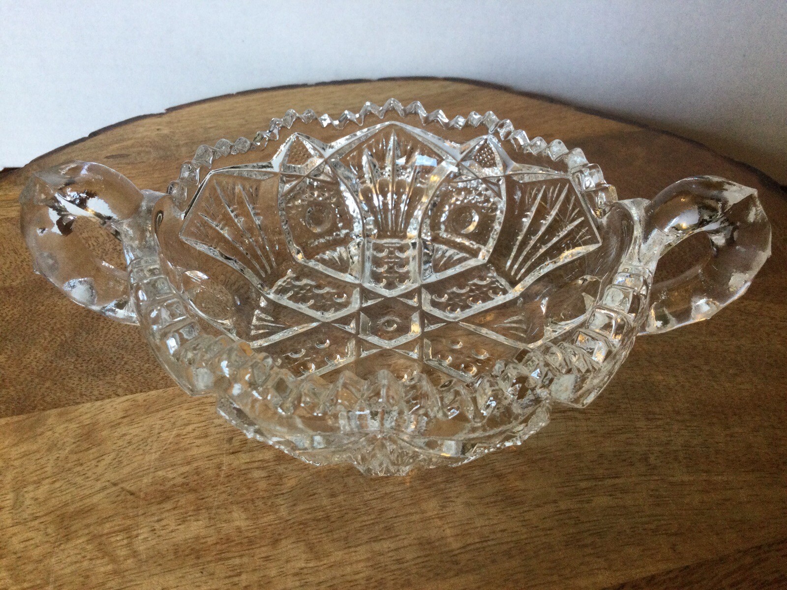 IMPERIAL GLASS-OHIO Clear Mogul Variant Clear Two Handled Relish Dish VTG