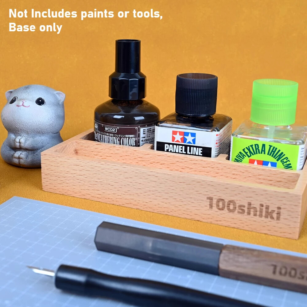 Solid Wood Base for Panel Liner Paint / Markers Storage Box Desktop Organizer