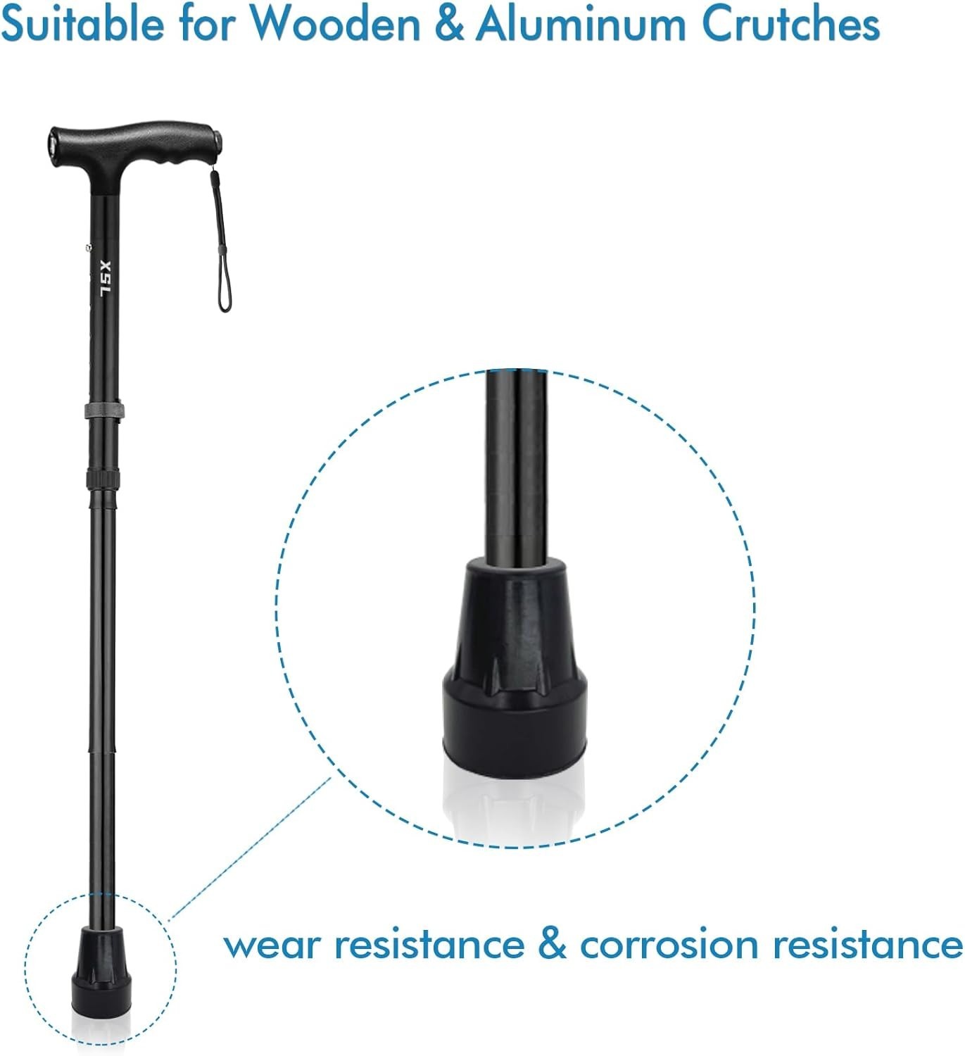 Replacement Cane Tips, 3/4 Inch, Black.