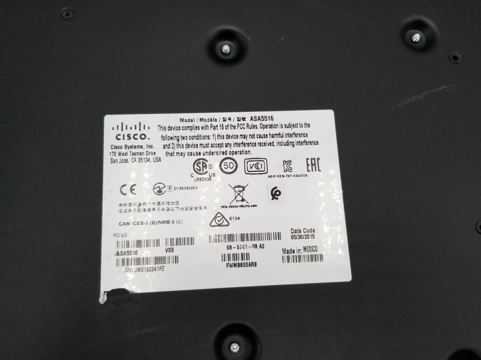 Cisco ASA5516-X 8-Port Adaptive Security Firewall Network Appliance