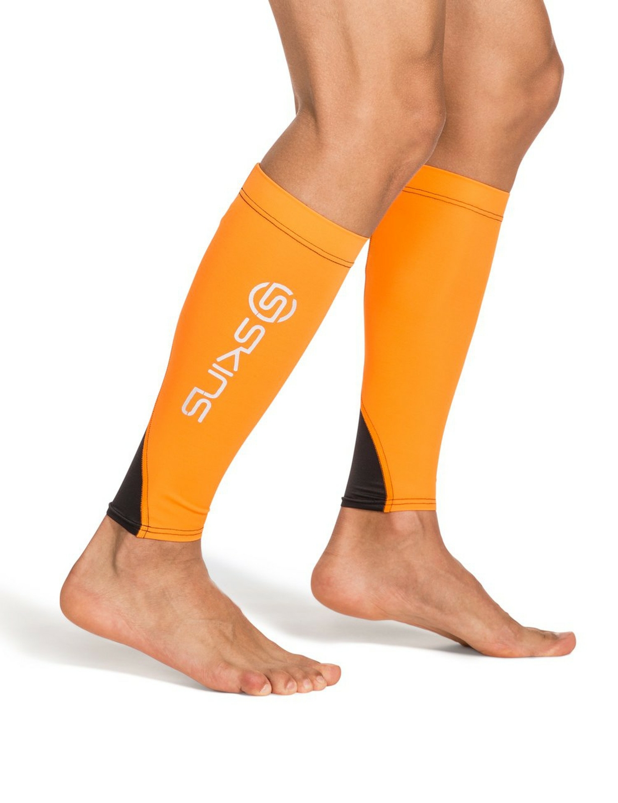 SKINS Unisex Essentials Compression MX Calf Tights, Orange/Black, Medium