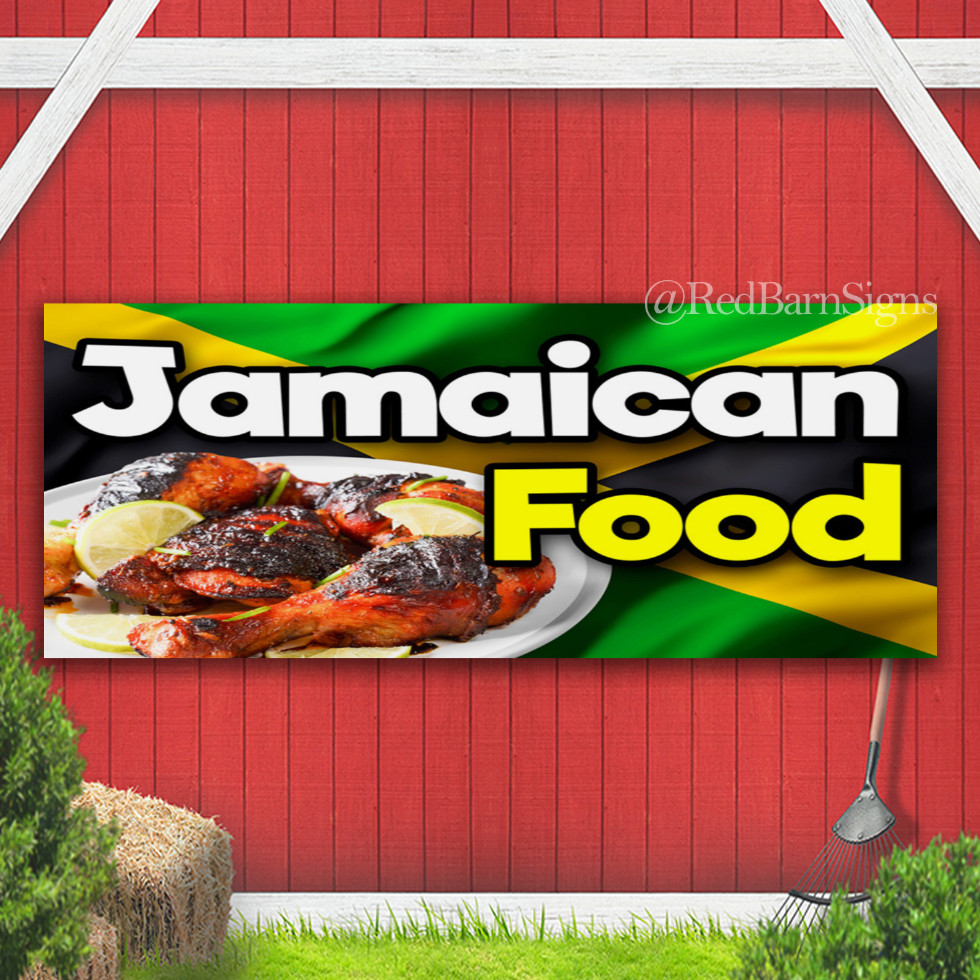 Jamaican Food Premium Indoor Outdoor Vinyl Banner Sign