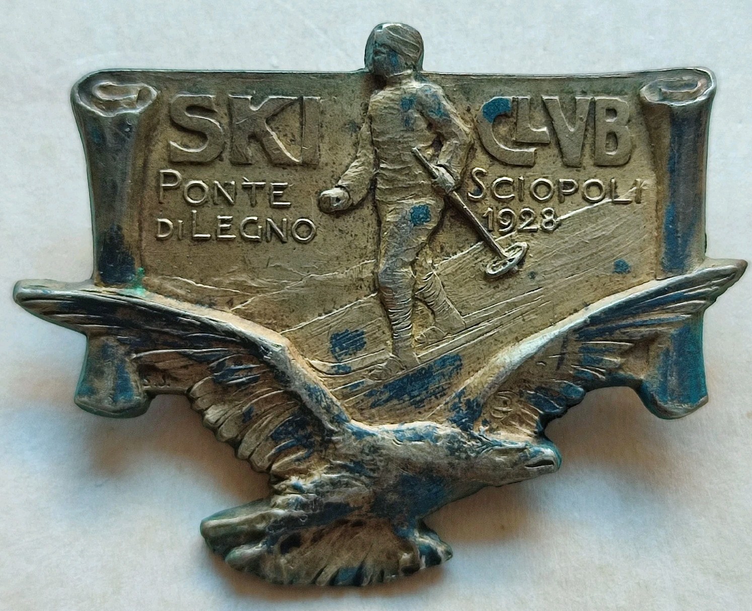 BRESCIA SKI CLUB BADGE WOODEN BRIDGE SCIOPOLIS TWENTIETH CENTURY SKI SPORT KINGDOM