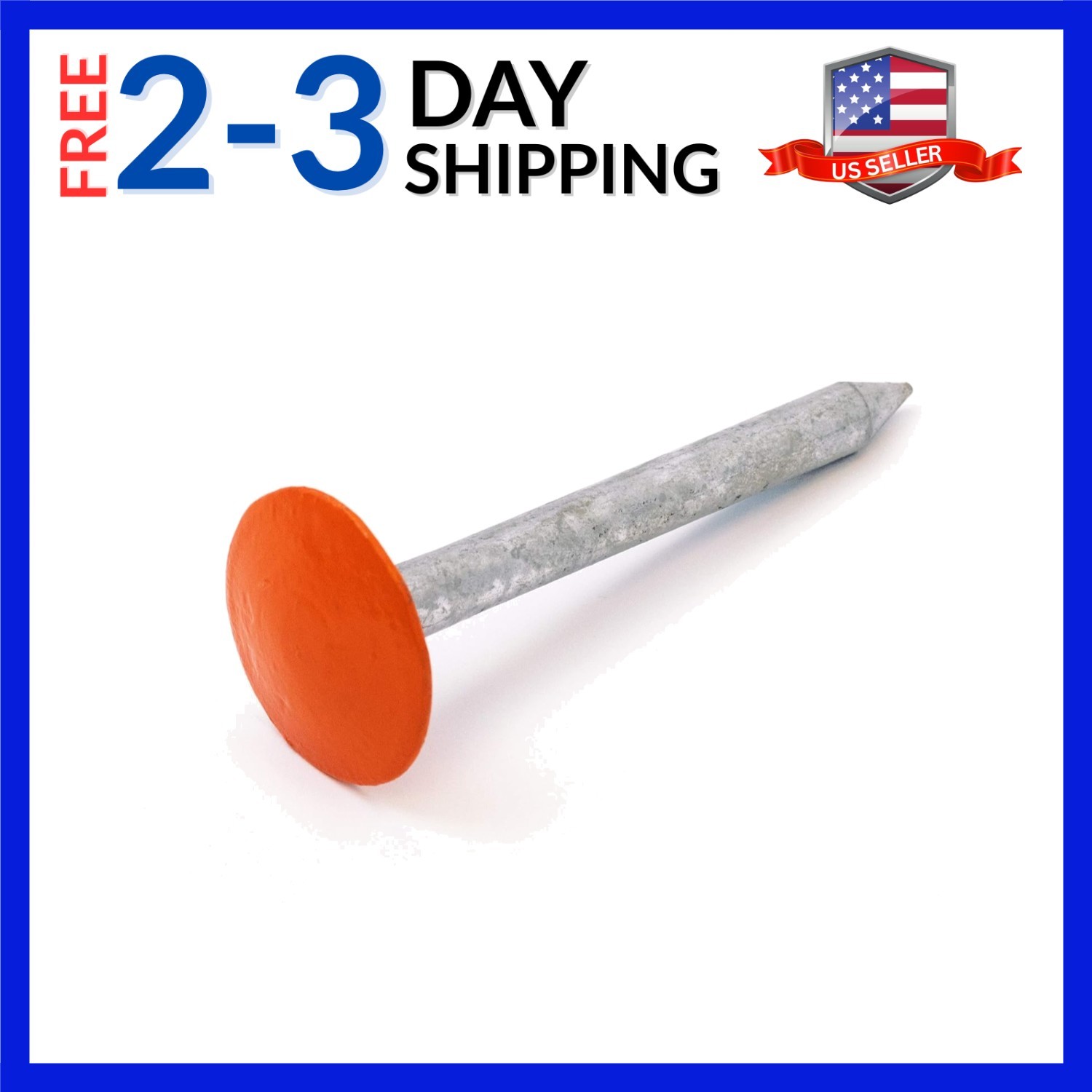 Survey Stake Low Profile Galvanized Steel 6.5in Orange Boundary Marker