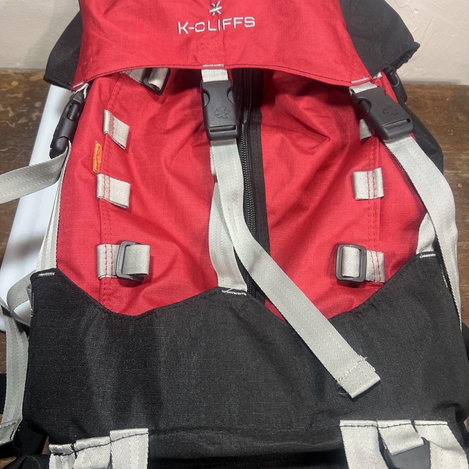 K-Cliffs 115L Internal Frame Hiking Camping Travel Backpack Red/Black Nice Pack!