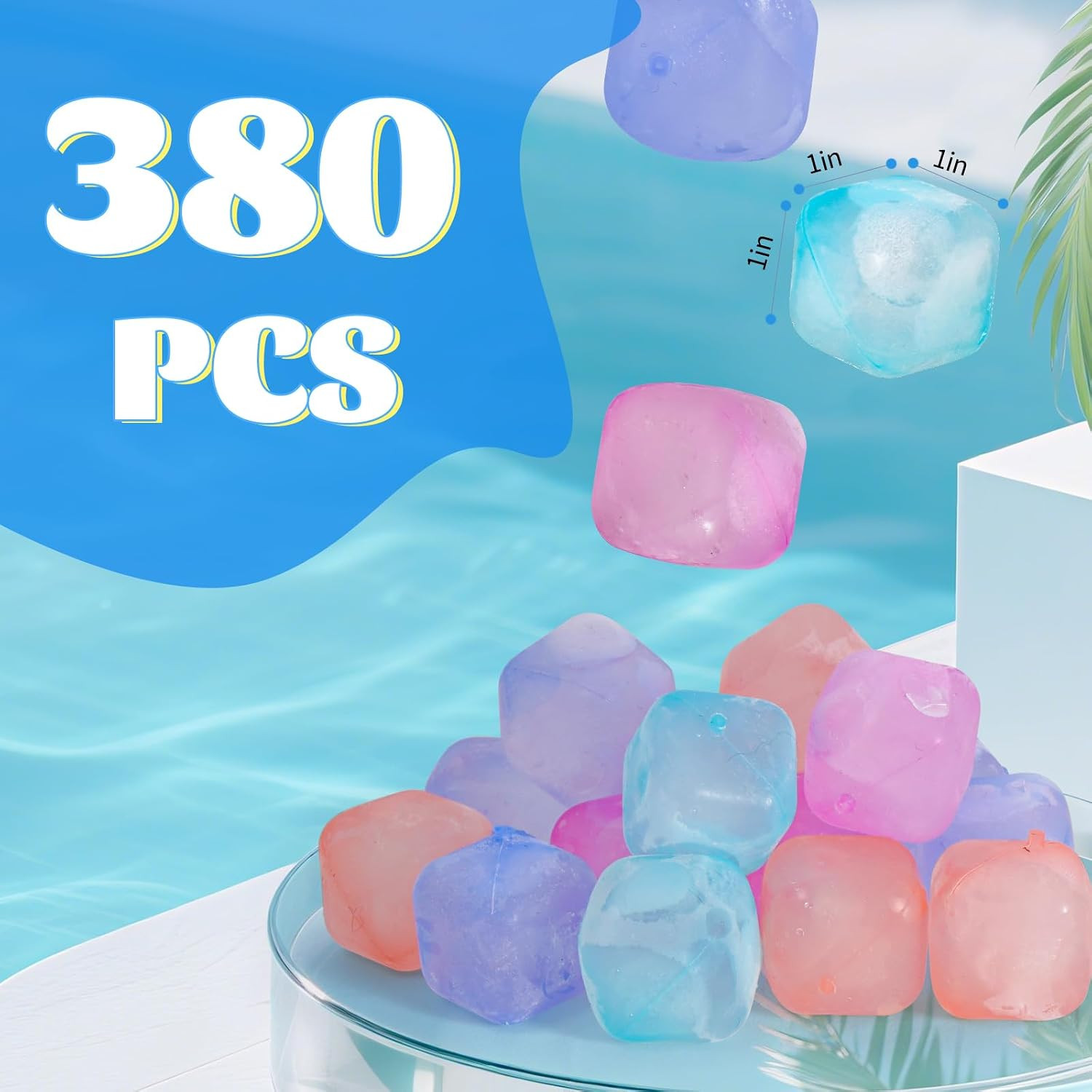 380 Pack Color-Changing Reusable Ice Cube, Plastic Ice Cubes for Drinks