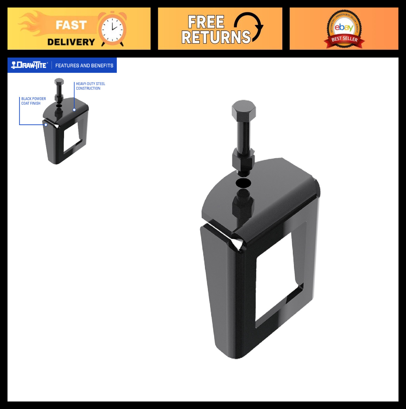 Anti-Rattle Device for 2 Inch Square Receiver Hitch - Reduces Noise & Vibration